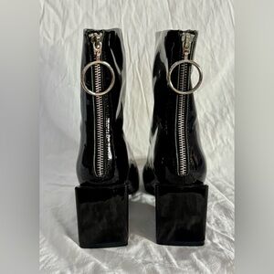 Nakedvice Black Patent Leather Ankle Boots Size 8